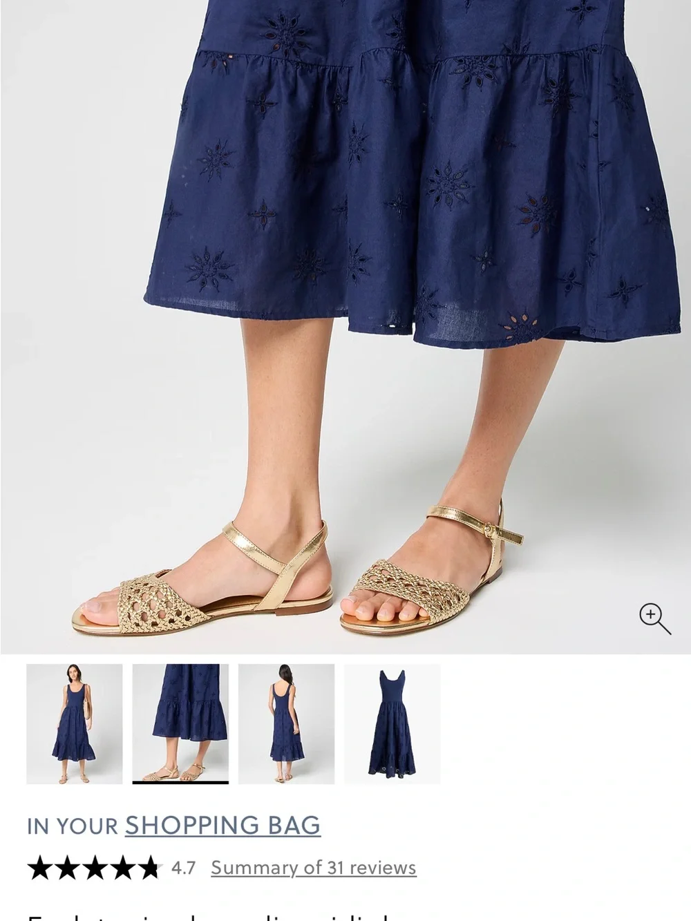 J. Crew Factory Navy Eyelet Midi Dress - Picture 4 of 5